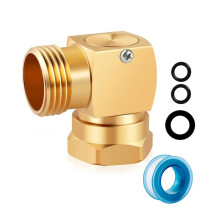 90 Degree Hose Swivel Elbow, Brass 3/4 GHT Garden Hose Extension Connector Fitting for RV, Outdoor