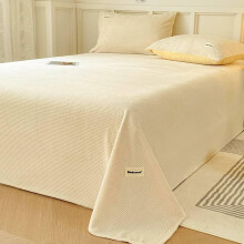 King Size Flat Bed Sheet Creamy Beige Milk Velvet 200x230cm Shrinkage Fade Resistant Bed Cover
