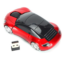 Ratón portátil inalámbrico Smart CarShaped de 2,4 GHz con receptor USB, compatible con ordenadores portátiles y tabletas (rojo).