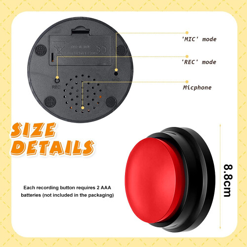 Engaging Educational Tools, Voice Recording Button Compatible with Improved Communication, Pet Training Buzzer Offering 30 Second Record & P 1