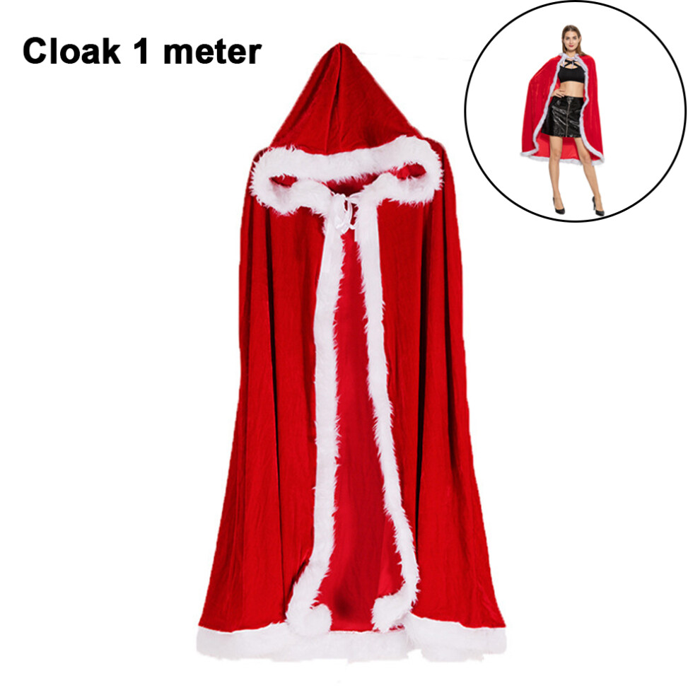 Christmas Halloween Costumes Cloak Mrs. Claus Santa Xmas Velvet Hooded Cape Robe 3545974746693
