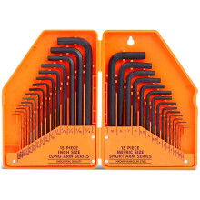 Chrome Vanadium Steel Hex Key Set, 30 Pieces Compatible with Metric and SAE Sizes, L-Shaped Design Compatible with Increased Flexibility, Co