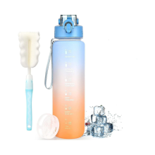 Tragbare Motivations-Wasserflasche, lebensmittelechtes Material, auslaufsicher, BPA-frei, 1-Liter-Flasche mit Zeitmarkierungen für Fitness-