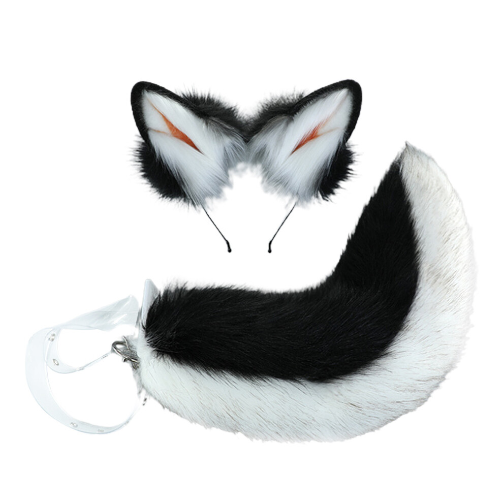 Cat Ears Wolf Fox Ears Animal Cute Headband Accessories Compatible With Halloween Christmas ( Ears + Tail Set) 4261617881093