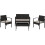 Seconique Cedar 4Pc Garden Set - Grey Fabric/Black Glass 3