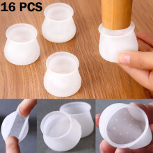 16x Caipíní Cosa Cathaoireach do Bhonn Tábla, Clúdach Urláir Silicone, Caipíní Píopa, Clúdach Tábla