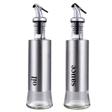 Elegant vätskedispenser för kök, oljedispenser i rostfritt stål utan dropp, ergonomiskt utformad glasflaska, 300 ml kapacitet, perfekt