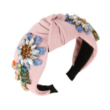 Luxurious Embroidered Flower Headband, Rhinestone Crystal Headband Adorned With Exquisite Embroidery And Colorful Rhinestones, A Noble Acces