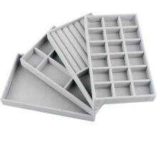 Bandeja organizadora de joias elegante, presente perfeito, bandejas empilháveis de veludo para uso pessoal.
