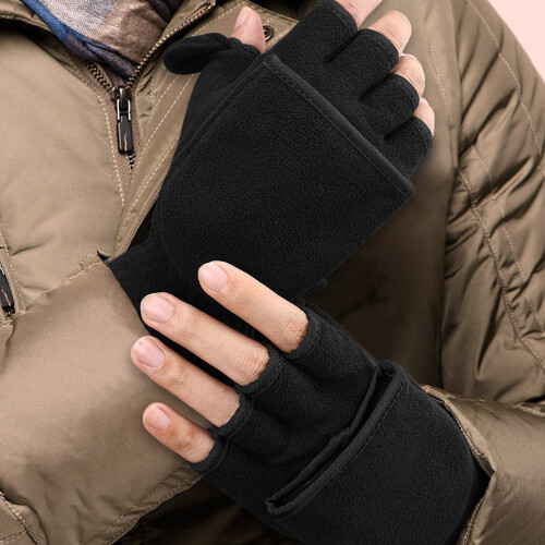 Sorte handsker Efterår og vinter Clamshell varme handsker Kuldebestandige komfortable udendørshandsker 2