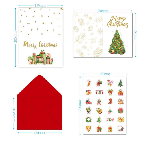 Christmas Card Gold Red Envelope Sticker Set 2