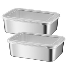 Matoppbevaringsbeholdere i rustfritt stål, bentoboks for måltidsforberedelse, perfekt for kjøkkenfryser og mikrobølgeovn, rektangu