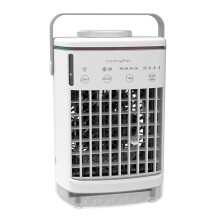 Raffrescatore d'aria personale compatto, ventilatore multifunzionale super rinfrescante a doppio serbatoio con luce notturna a LED, vassoio per