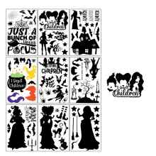 Halloween Window Decorations, Spooky Witch Bats Creepy from Inside or Outside, 9 Sheets Reusable Window Stickers for Your Home Haunted House