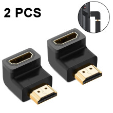 2-balenie HDMI adaptérov 90 stupňov samec-samica s pravouhlým závitom, podpora 3D a 4K