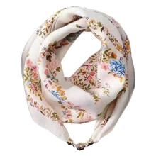 Dames zijden katoenen sjaal met magnetische sluiting, kleine ketting met waterdiamantmotief, halsketting, hoofdsieraad, hanger, sjaal