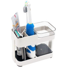 Organizador de escova de dentes de plástico resistente para bancada de banheiro, suporte com vários compartimentos, ideal para crianças, com