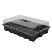 3pcs Seed Starter Tray with Transparent Lid, Stackable Hydroponic Germination Kit for Seedlings and Sprouts – Black