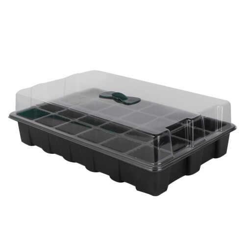 3pcs Seed Starter Tray with Transparent Lid, Stackable Hydroponic Germination Kit for Seedlings and Sprouts – Black