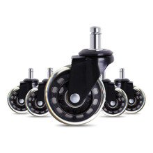 2.5 Inch Office Chair Casters Set of 5, Heavy Duty Soft Rubber Wheels for Hardwood Floors