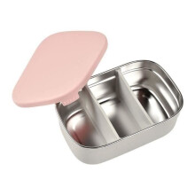 BEABA, Portapranzo per bambini in acciaio inox, coperchio in silicone e coperchio di protezione, Grigio velluto e rosa cipria