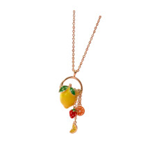 Elegante, schlüsselbeinlange, von Früchten-Zitronen-Halskette
