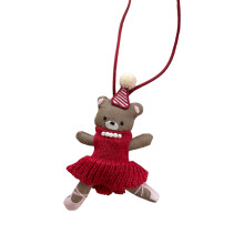 Cartoon Children's Fabric Animal Necklace For-red skirt bear