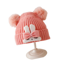 Baby Beanies Hat Knitted Winter Warm Hat Caps Elastic-Pink