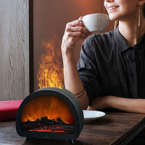 Fireplaces Flame Humidifier With Soothing Mists Desktop-White 2