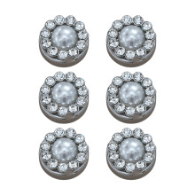 6Pcs Shirt Button Cover Rhinestones Cufflinks Clips-Round 15MM