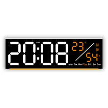 Digital Wall Clock Large Display,Alarm-white shellOrange l