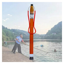 18ft Fibreglass Pool Rescue Pole with Telescopic Reach, Night Luminous Lifeguard Hook and Reflective Safety Sign