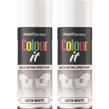 2 x 400ml White Satin Spray Paint Aerosol Lacquer Wood Metal Plastic