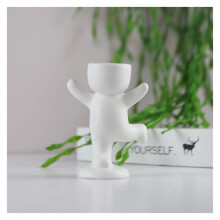 Human Shaped Flower Pot Ceramic Planter White Mini Creative Human Design Indoor Succulent Decor