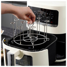 Air Fryer Skewer Rack Stainless Steel Vertical Hanging Stand for Grilling Kebab 360 Circulation Easy Clean