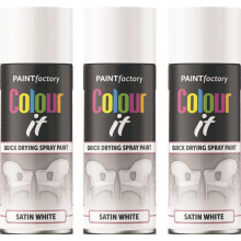 3 x 400ml White Satin Spray Paint Aerosol Lacquer Wood Metal Plastic