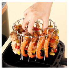 304 Stainless Steel Air Fryer Grill Rack with 24 Reusable BBQ Skewers Set for Even Cooking and Versatile Use