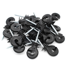 30 Pack Black Electric Fence Insulators for Wood Posts, ScrewIn Ring Design for Secure Wire Isolation