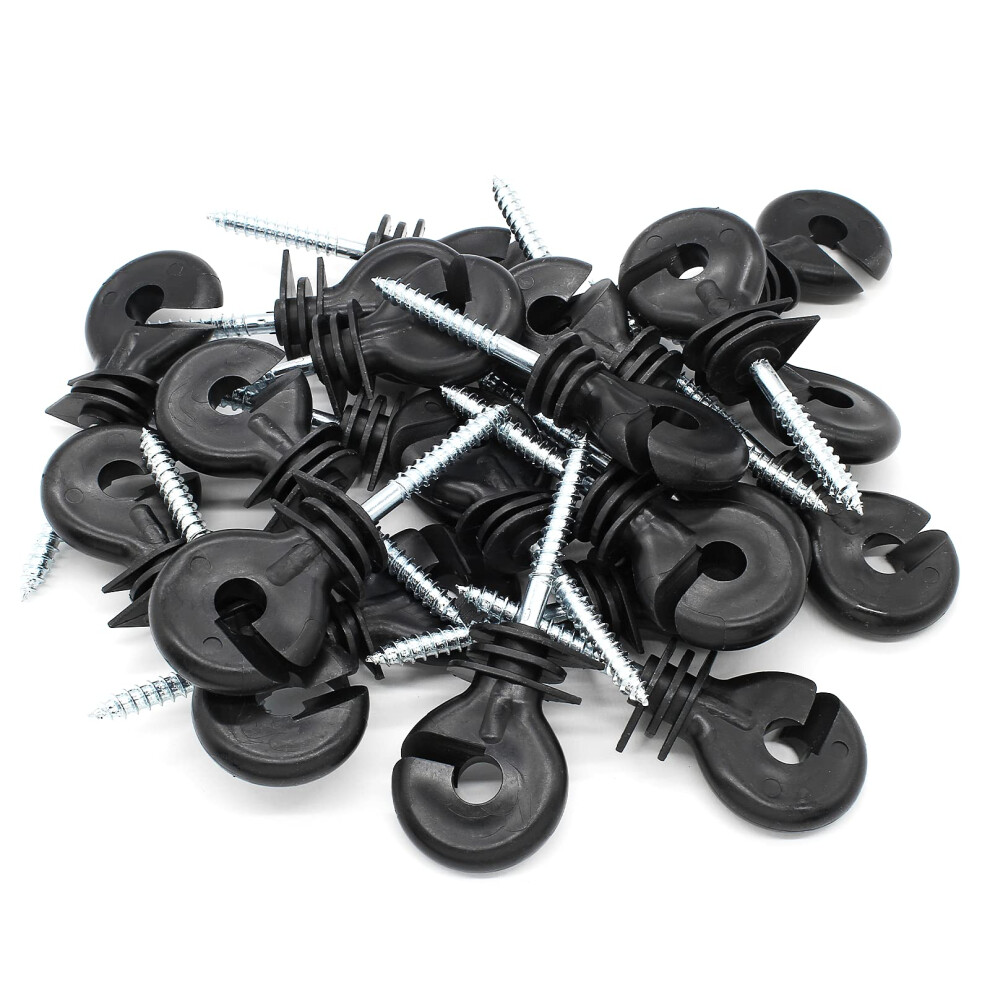 30 Pack Black Electric Fence Insulators For Wood Posts, Screwin Ring Design For Secure Wire Isolation 9073542951902