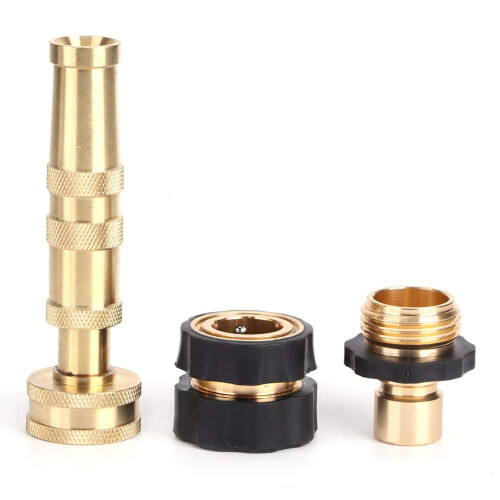 Brass Garden Hose Nozzle 1.2in Adjustable  Pressure Spray with Multiple Patterns for Watering