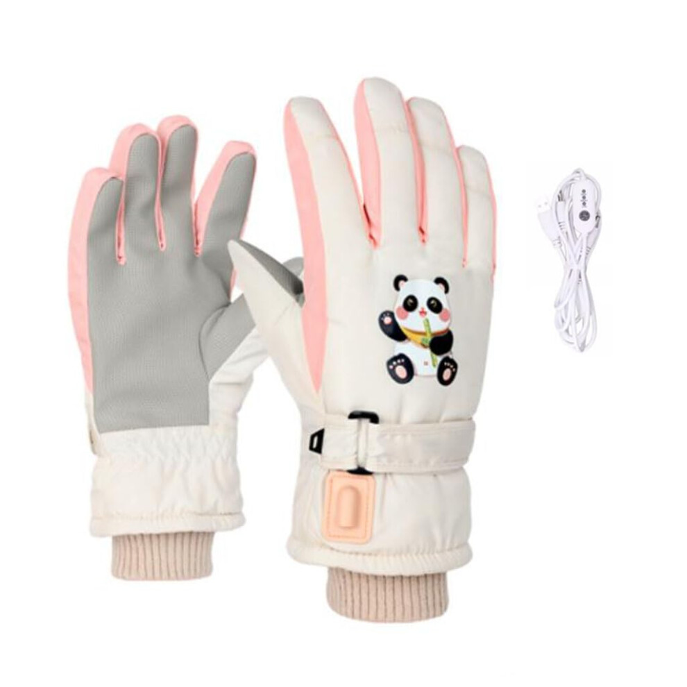 Usb Heated Gloves With Rechargeable Heat Control, Touchscreen Windproof Fleece For Winter Skiing Motorcycle Pink 9073542952138