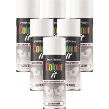6 x 400ml White Satin Spray Paint Aerosol Lacquer Wood Metal Plastic