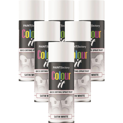 6 x 400ml White Satin Spray Paint Aerosol Lacquer Wood Metal Plastic