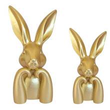Paashaasjes Als Decoratie voor in Huis, Vintage Gouden Konijntjes van Hars voor op Tafel