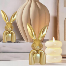 Easter Bunny Figurines for Home Decor, Vintage Resin Golden Bunnies Tabletop Sculptures