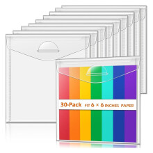 6x6-Zoll-Scrapbook-Aufbewahrung, Aufbewahrung mit Deckel, Plastikhüllen für Scrapbook-Papier, Origami-Papier, Schablonen (30 Stück)