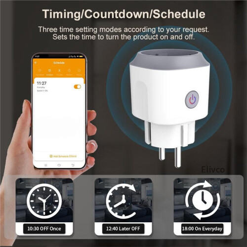 Tuya Zigbee  Socket 20A Zigbee  Plug med Timer, Strömövervakning, Röststyrning för Alexa,  Alice, EU-Kontakt 2