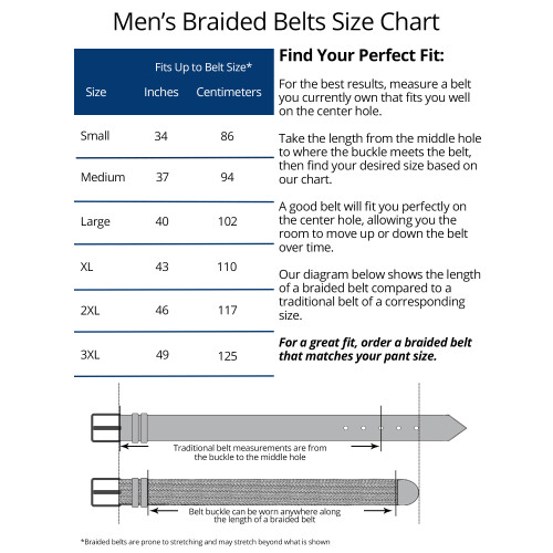 CTM Men's Braided Stretch Belt Silver Buckle Adjustable Elastic 1