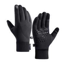 Touchscreen Gloves for Men, Waterproof Thermal Cycling Running Gloves with Full Touchscreen Control and Non‑Slip Grip (Black, Medium)