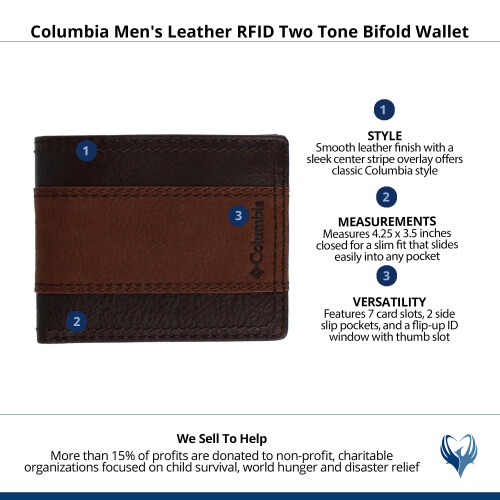Columbia Men's Leather RFID Two Tone Bifold Wallet 1